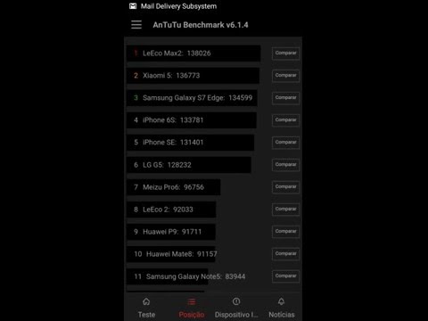 Configurações do smartphone doogee x5 no antutu benchmark e CPU z