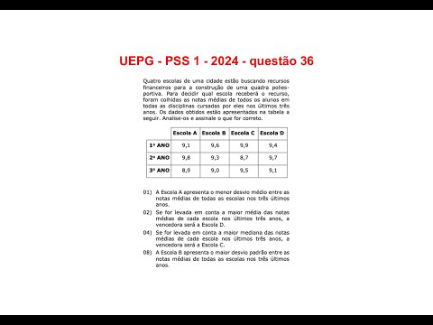 UEPG   PSS 1   2024   questão 36   vídeo