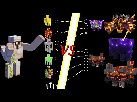 L_Ender's Cataclysm Mobs vs All Golems! 1v1 knockout battle! Minecraft mob battle!