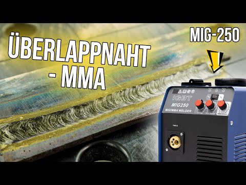 IPOTOOLS MIG-250 – ÜBERLAPPNAHT – FLACHSTAHL 3mm - EINSTELLUNGEN AM SCHWEISSGERÄT FÜR E-HAND