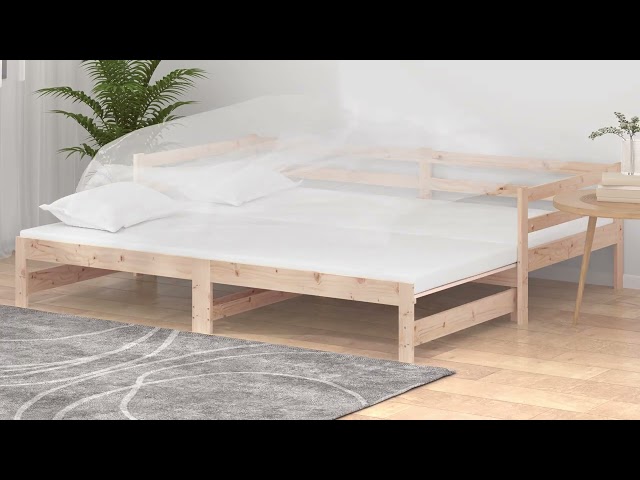 Vidéo teaser pour 806950 vidaXL Pull out Day Bed Solid Wood Pine 2x90x200 cm