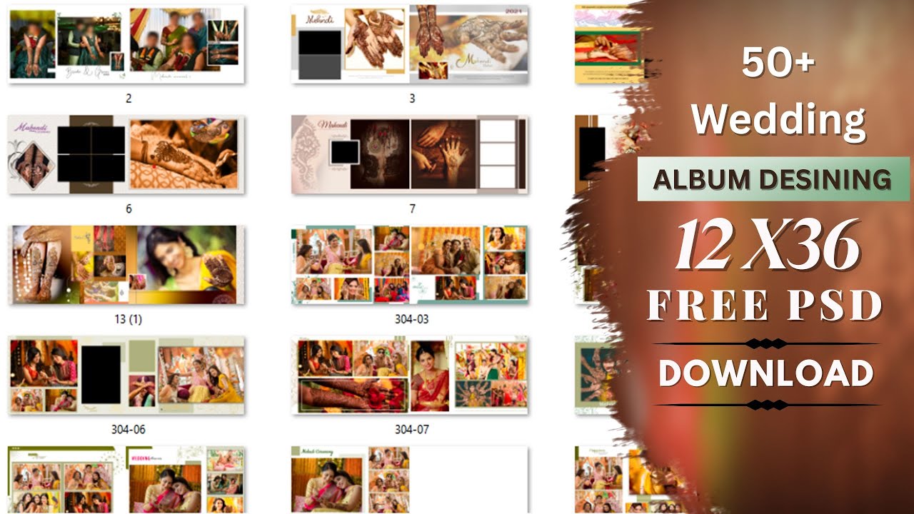 wedding album Mehndi psd free download 12x36 zip ||wedding psd 12x36 free download