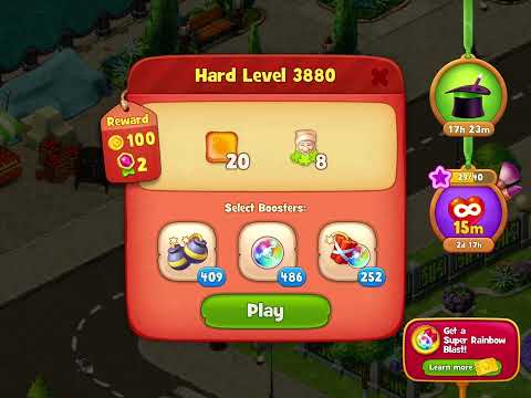 Gardenscapes Level 3880 With No Boosters - Hard Level - Bonus Scene With Austin