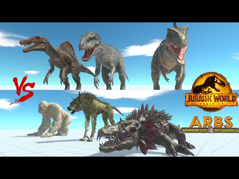 3 vs 3 - RAMPAGE TEAM vs JURASSIC WORLD - Animal Revolt Battle Simulator