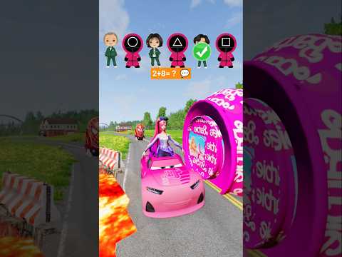 Barbie & Spiderman & MrBeast & Crazy Frog VS Bollord Barbie in BeamNG.drive #shorts #beamngdrive