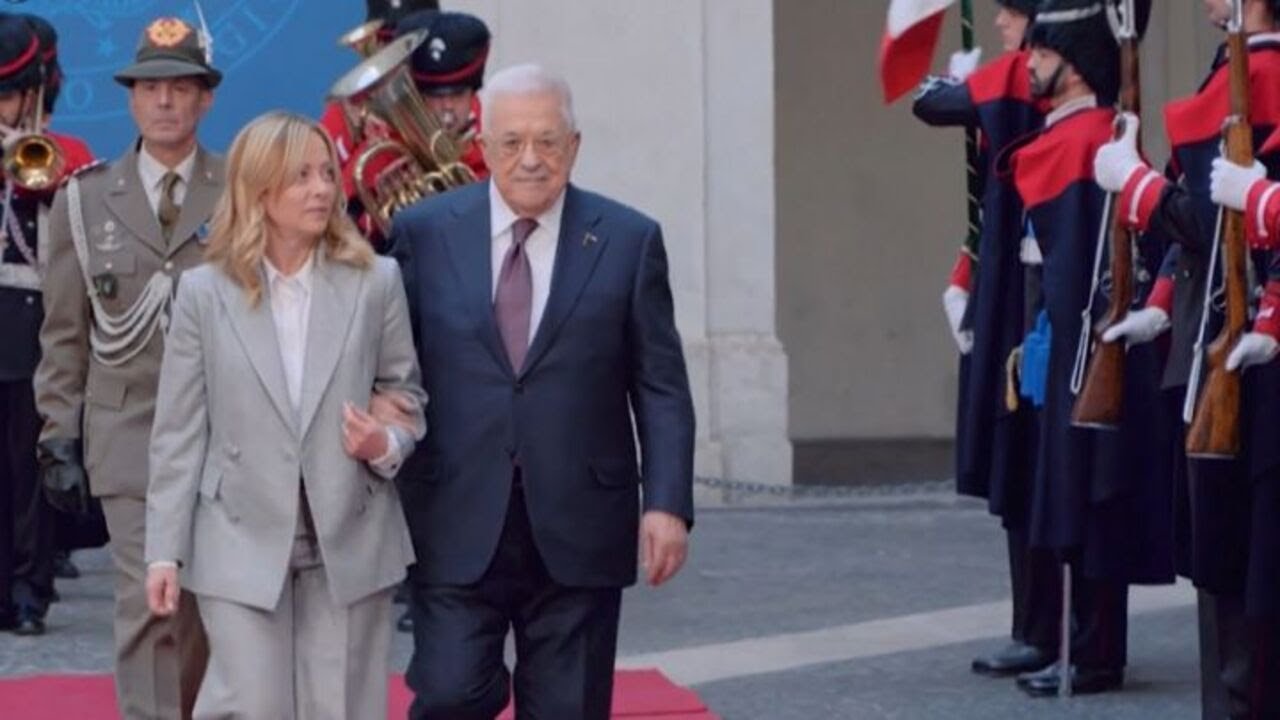 Roma, Meloni riceve Abu Mazen a palazzo Chigi