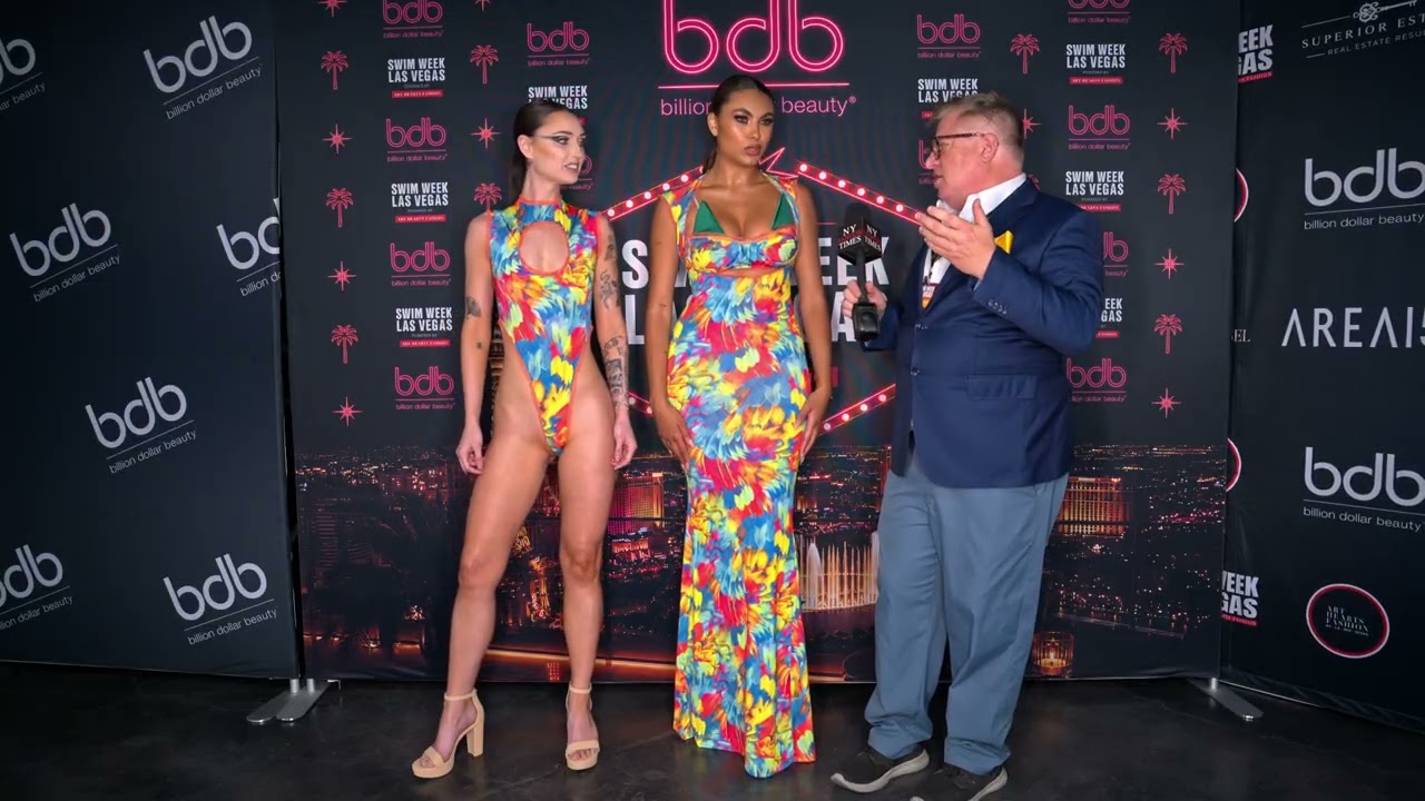 Models Justice Good & Caroline Cook in Designer Merlin Castell at Art Hearts Fashion LV Swim Week