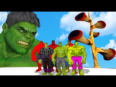 TEAM HULK VS GIANT ANGRY SIREN HEAD ARMY - SUPERHEROES BATTLE