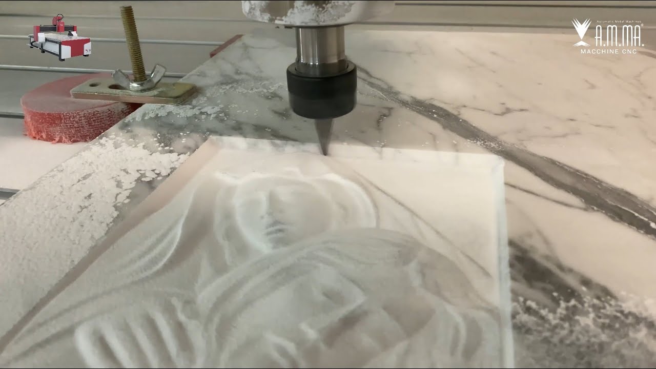 Scultura in bassorilievo su marmo con Light Evo AMMA