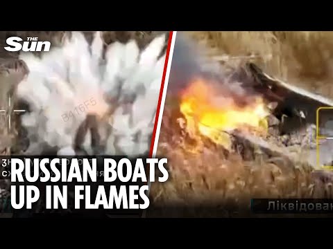 Dramatic moment Ukrainian drones BLOW UP two Russian speed boats