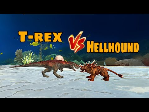 T-rex vs Hellhound Fight Scene - Animal Revolt Battle Simulator