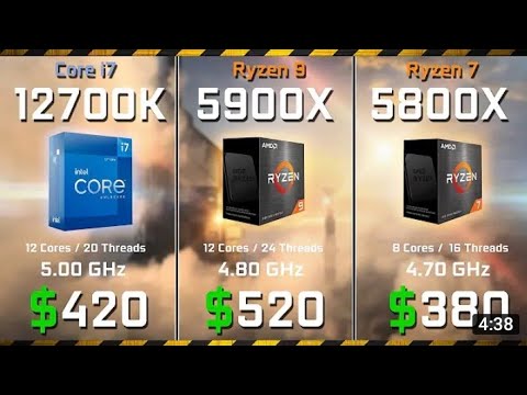 Intel Core i7-12700K vs Ryzen 9 5900X vs Ryzen 7 5800X | Test in 10 Games & Rendering