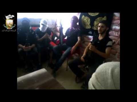 جلسة ثورية لكتيبة مجاهدي الصالحية أثناء رباطهم في حي برزة في مدينة دمشق