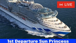 SHIPS TV - 1st Time in Port Sun Princess & Aurora Cruise Ships Departing Port of Southampton (LIVE)