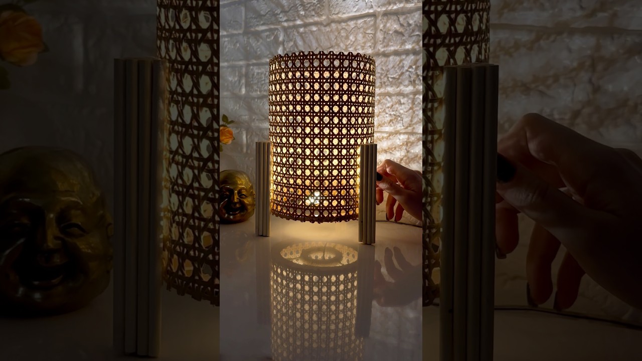 DIY Cane Webbing Lampshade ✨I Made This For $3💰