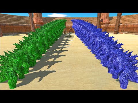 DIFFERENT SIZE GODZILLA BATTLE | BLUE GODZILLA VS GREEN GODZILLA - Animal Revolt Battle Simulator