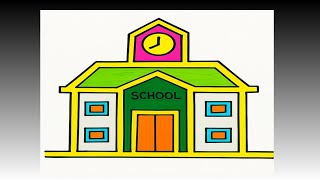 How to Draw a School Easy | Step by Step Drawing for Kids