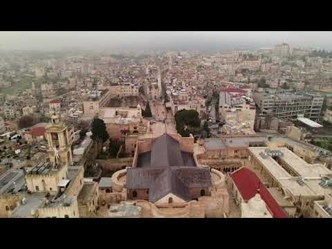 無人機視角下的伯利恆在聖誕節前夕的景象 (Drone view of Bethlehem on Christmas Eve)