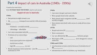 IELTS listening actual test Part 4: Impact of cars  (answer+ transcript)