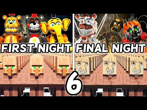 I Made 100 Villagers Simulate Survival At Five Night's at Freddy's Pizzeria Simulator in Minecraft
