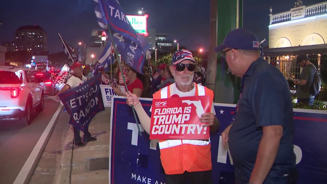 Trump supporters celebrate his victory outside Versailles in Little Havana
