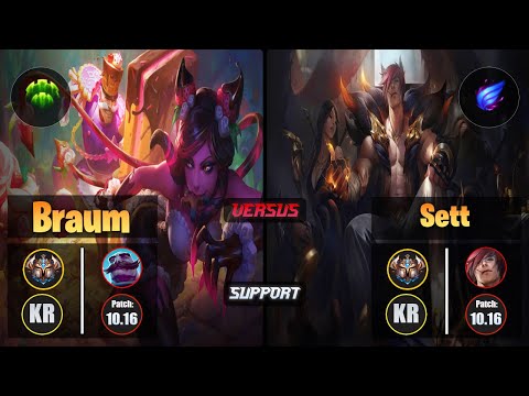 Challenger BRAUM [Guardian] (Support) VS  SETT - Challenger KR Patch 10.16