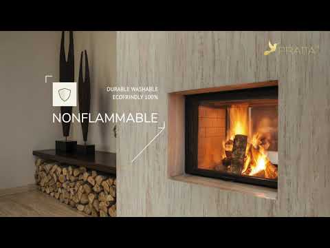 Travertine stone effect in the fireplace - overview