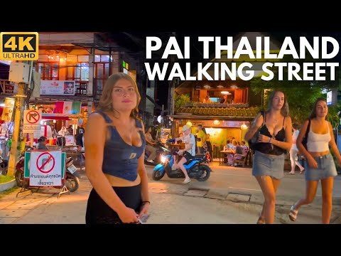 [4K] Walking street in Pai. The best town in Northern Thailand 2024