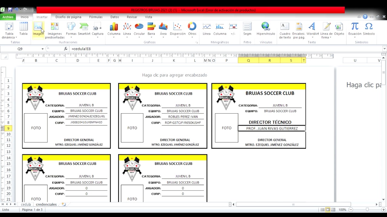 LLENADO DE REGISTROS Y CREDENCIALES