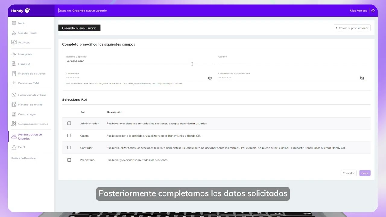 ¿Cómo crear un usuario?