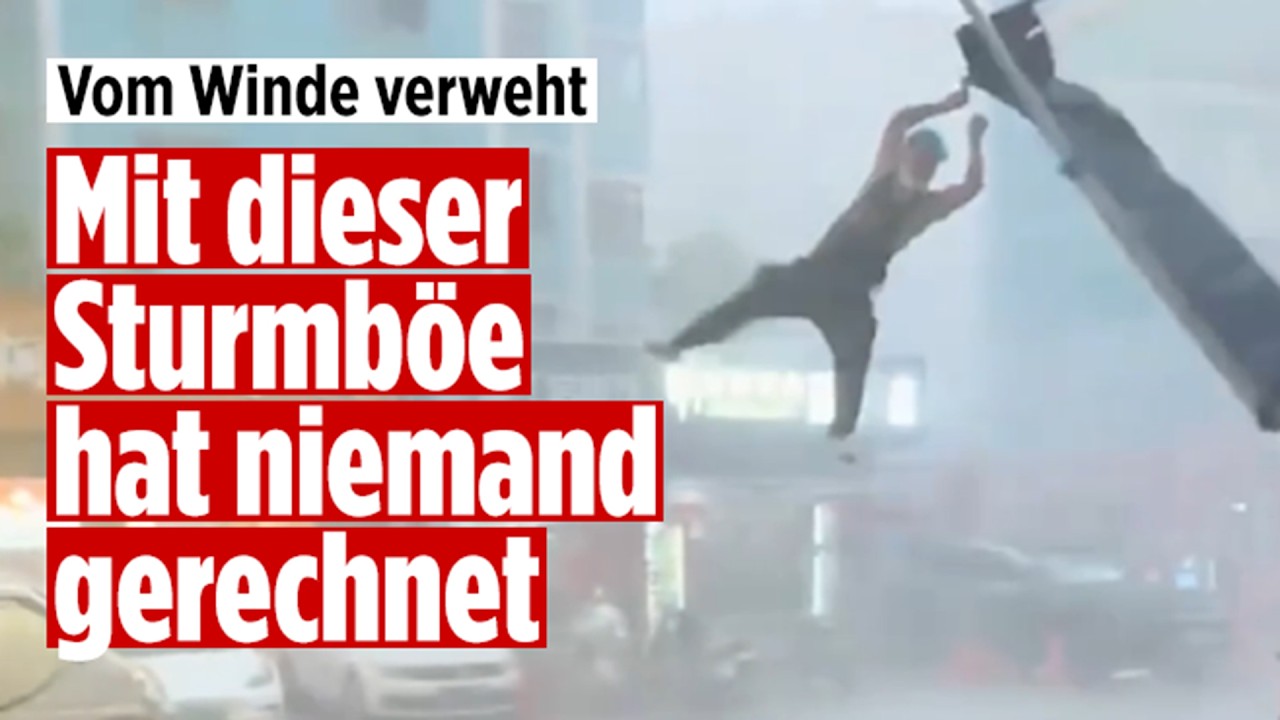 Plötzlich hebt er ab: Heftiger Sturm in China reißt Mann in die Luft