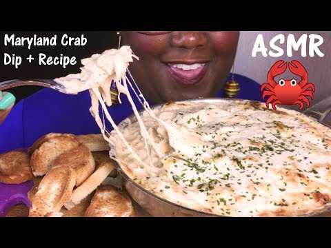 ASMR Cheesy Maryland Jumbo Lump Crab 🦀 Dip Recipe and Eating Sounds