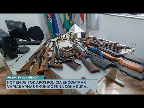 Prisão em Alvarenga: Homem detido após polícia encontrar várias armas e munições na zona rural.
