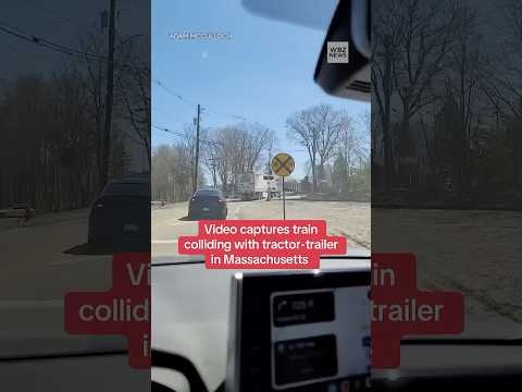Video captures train colliding with tractor-trailer in Massachusetts