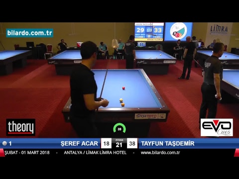 ŞEREF ACAR & TAYFUN TAŞDEMİR Bilardo Maçı - 2018 - TÜRKİYE 1.LİGİ-Çeyrek Final