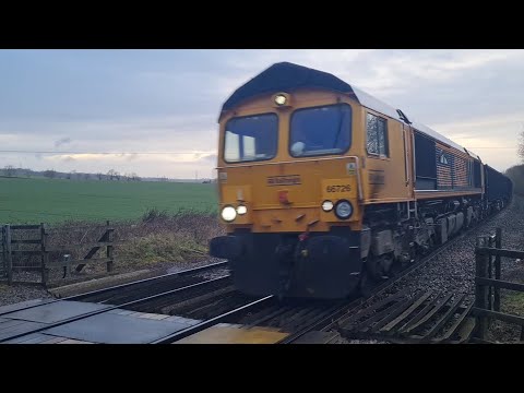 GBRf 66726 'Sheffield Wednesday' at Egleton Level Crossing