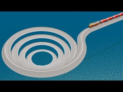 Impossible Spiral Funnel Rail Tracks Vs Trains Crossing Giant Pit - BeamNG.Drive