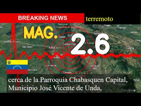 😱🚨 terremoto cerca de la parroquia Chabasquen Capital, municipio José Vicente de Unda, portugués, Ve