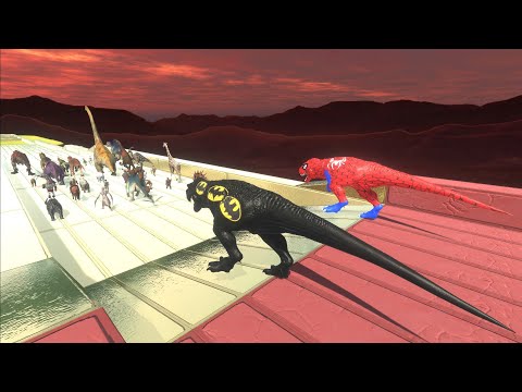 Escape from T-Rex Spiderman & T-Rex Batman - Animal Revolt Battle Simulator
