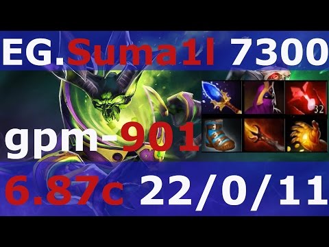 Dota 2 patch 6.87  Pugna EG.Suma1l 7300+ MMR Mid game KDA - 22/0/11 GPM-901