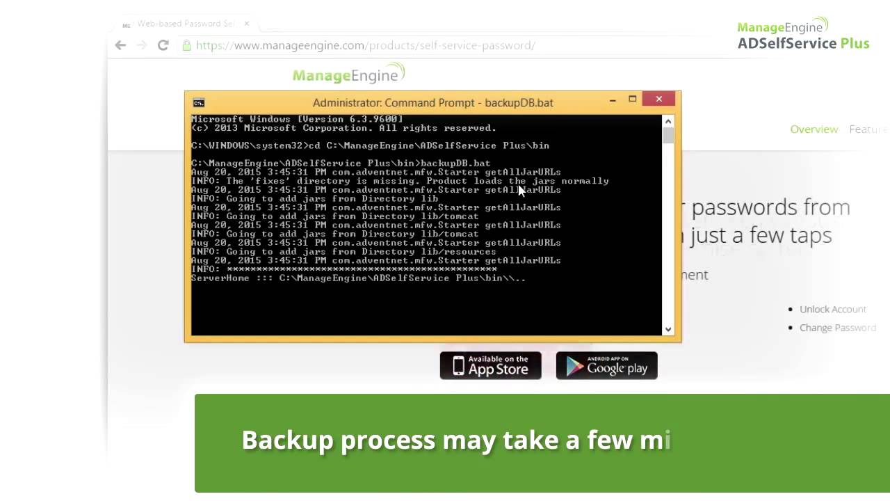 Manual DB backup | ADSelfService Plus data protection