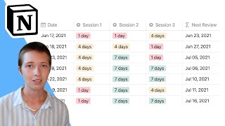 - Pushing Dates With Checkbox（00:00:36 - 00:04:38） - Easy Spaced Repetition Formula In Notion