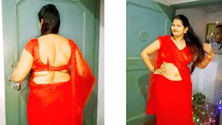 How l draping 🔥 net saree (Red ♥️🍒 saree