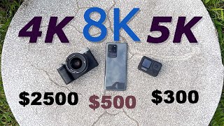8k vs 5k vs 4k Video Comparison - Does Higher Resolution overcome Sensor Size?