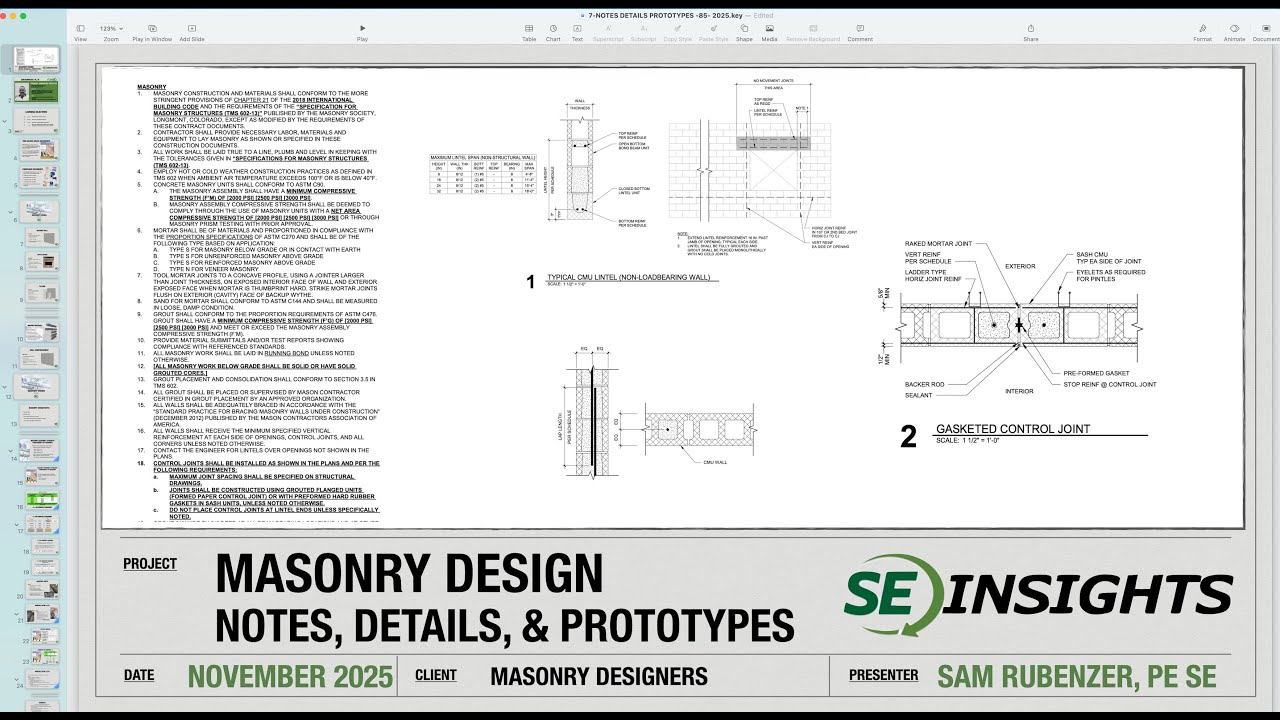 MASONRY NOTES DETAILS PROTOTYPES