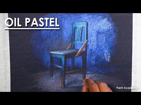 Oil Pastel Still Life Drawing A Composition on Chair | Dark Background with Light and Shadow
