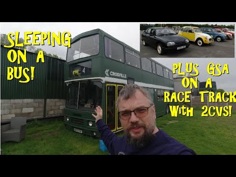 Thumbnail for Sleeping on a Bus! Plus GSA on a race track with 2CVs! by June, Bus