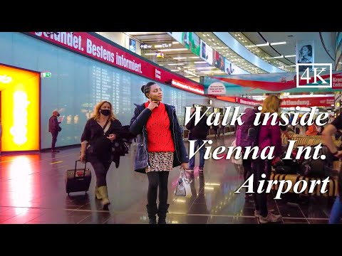 DENTRO DO AEROPORTO INTERNACIONAL DE VIENA | Walking👣Tour (2021) 4K ASMR | Morando em Viena