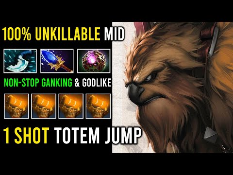 Ultimate Pro Mid Totem Jump Earthshaker Non-stop Ganking 100% Unkillable Deleted Everyone Dota 2