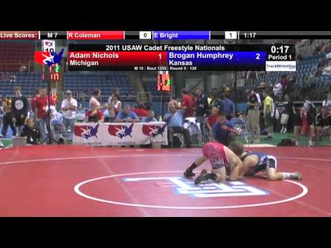 Cadet Freestyle 130 - Brogan Humphrey (KS) vs. Adam Nichols (MI)